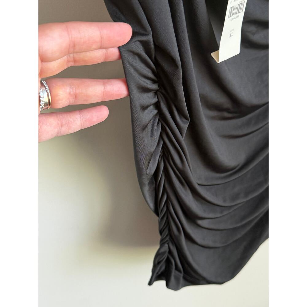 By Anthropologie Sleeveless Ruched One Shoulder Asymmetric Blouse Black XL NWT - Picture 5 of 7